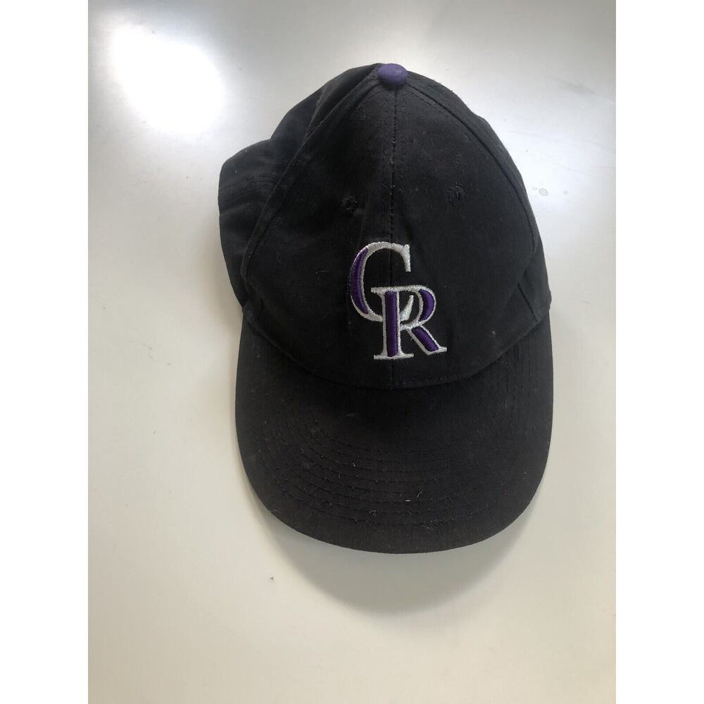 VINTAGE Colorado Rockies Hat Cap Snapback Adjustable Black Embroidered MLB Adult